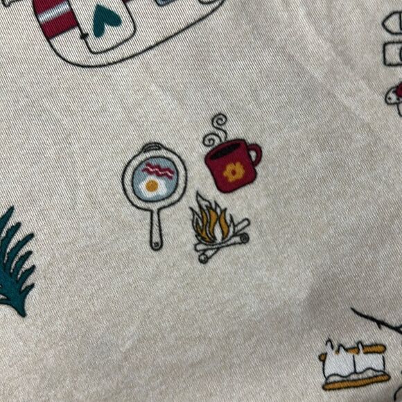 ST S/M Tan Multi Glamping S’more Fun Short Sleeve Crew Sleep Tee with Pockets - Picture 12 of 14